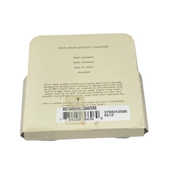Lenox Four High Quality Coasters Set Cardinal Heat Resistant Durable Hardwood - Picture 5 of 7